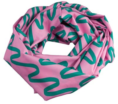 bettina bruder - Damen-Loop Making Waves Wellen rosa petrol bunt ca. 25 cm x 140 cm - 100% Baumwolle - Rundschal Schlauchschal