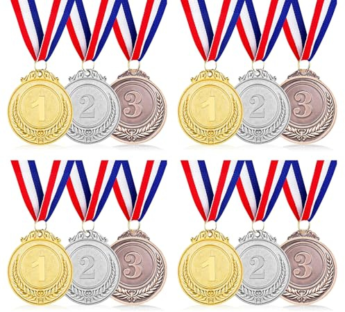 SULOLI 12 Stück Medaillen für Kinder,Gewinner Goldmedaillen, Fussball Goldmedaillen für Schule,Sportstag,Kindergeburtstag Party,Spiele…