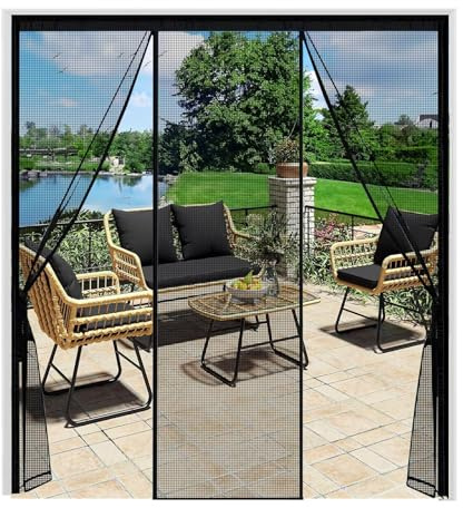 Magnet Fliegengitter Tür 140x200cm Schwarz Insektenschutzvorhang Balkon Insektenschutz Effektiver Schutz für Schiebetür Kellertür und Terrassentür