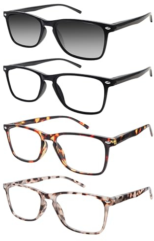 ZONLON 4 Pack Ladies Reading Glasses Blue Light Blocking, Anti Glare Stylish Spring Hinge Readers for Women