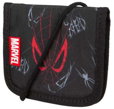 McNeill Marvel Spider-Man Brustbeutel für Kinder – Geldbeutel zum Umhängen – Kinder Portemonnaie mit Klettverschluss & Reißverschluss – Für Schule, Ausflug & Reise – 12 × 10 cm