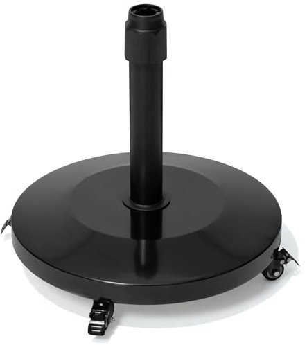 VredHom Terrassenschirmständer mit 4 Rollen, 20 kg, rund, robuster Betonständer für den Außenbereich, Marktschirm, Schwarz