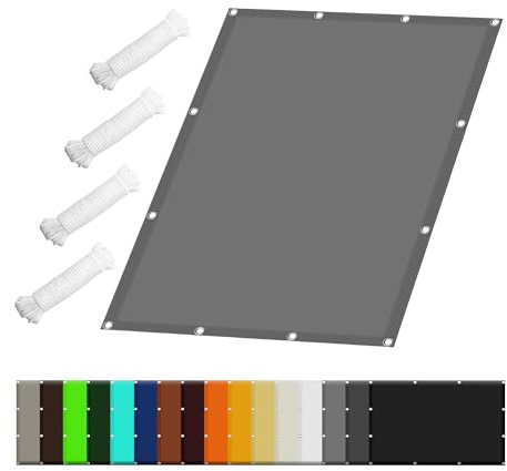 Sonnenschutz Schattiernetz 320 x 350 cm Sonnensegel Wasserdicht Sonnenschutz Outdoor Sonnensegel Vielen Größen mit Spannseilen für Balkon Camping Terrasse Pergola, Hellgrau