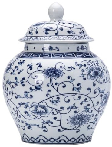 ZERAPH Contenedor de Frasco de Altura General Chino Retro Azul y Blanco jarro de cerámica Grande decoración de oficinas Selladas Grandes pu'er té despertando Frasco de té jarras de Almacenamiento