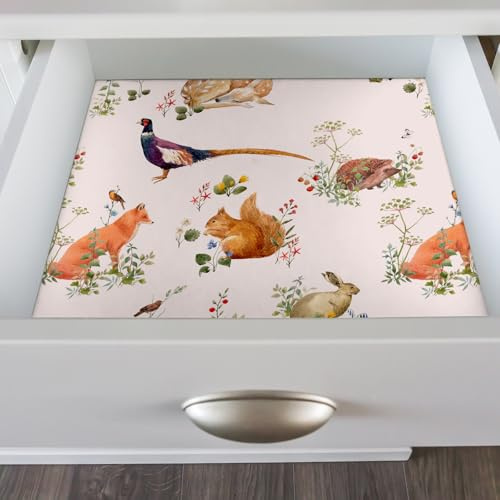 VaryFloral Tapete Blumen Rosa Klebefolie Möbel 30cmx300cm Fototapete Tier Selbstklebende Tapete Fuchs Kaninchen Pfau Eichhörnchen Möbelfolie Selbstklebend Wasserdicht Folie Arbeitsplatte Küche