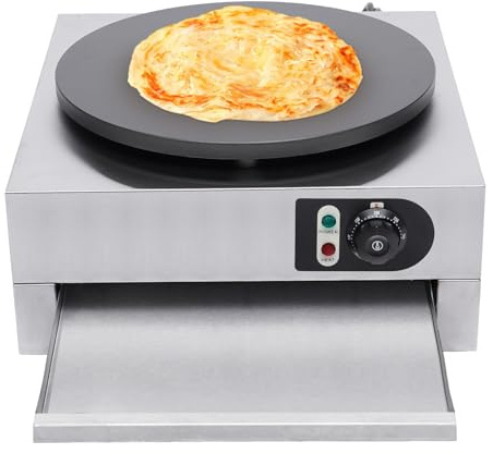 Crepera, 40 cm, acero inoxidable, placa para panqueques, 3000 W, temperatura ajustable, revestimiento antiadherente, adecuado para la preparación de panqueques, 220 V, 50 Hz