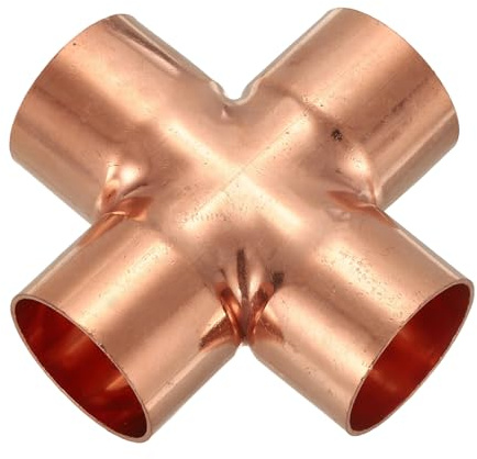 PATIKIL 1-3/8(35mm) Conexión De Cobre Cruzada Conector De Tubería Igual | De 4 Vías, Para Fontanería Aire Acondicionado Refrigeración