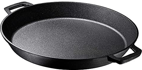 ASerZenith Padella Profonda in Ghisa da 13 Pollici - Padella Antiaderente per Campeggio E Cucina con Doppi Manici E Coperchio - Ampia Teglia per Pizza per Un Uso Versatile(13in with Lid)