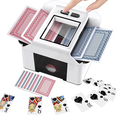 LIAVOP Mélangeur de Cartes Automatique, Mélangeur de Carte pour 1-2 Ponts Mode Auto et Manuel Rechargeable 2000 mAh Faible Bruit pour Poker Blackjack Texas Hold'em