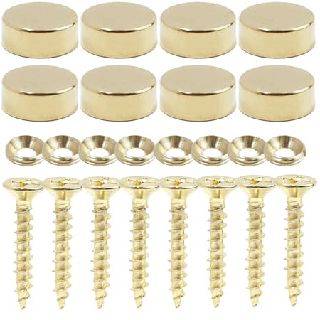 8 Pcs Brass Screws with Screw Caps, 12mm Self Tapping Screwsfor Mirrors, Furniture, Tables and Handcrafted Fixing, Mirror Screws and Decorative for Home Decor, 23 mm x 4 mm Diameter