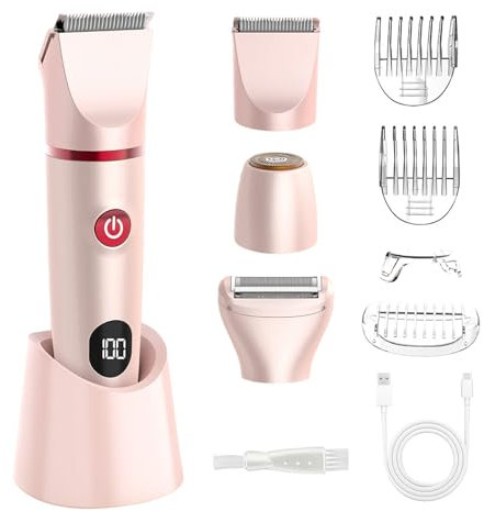 HASAIKA® Rasoio Elettrico Donna, 3 in 1 Rasoio Intimo per Donna, Impermeabile IPX6, umido e asciutto, epilatore/rasoio/rasoio per tutto il corpo (Rosa)