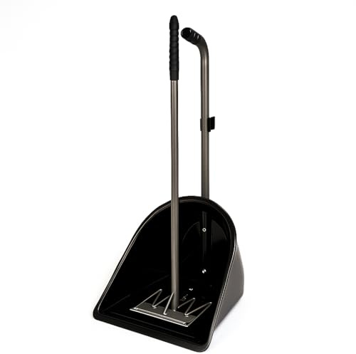 GS Equestrian Manure Scoop and Rake Set, Heavy-Duty Plastic Bucket with Metal Tines, Ergonomic Grip Handles, Black