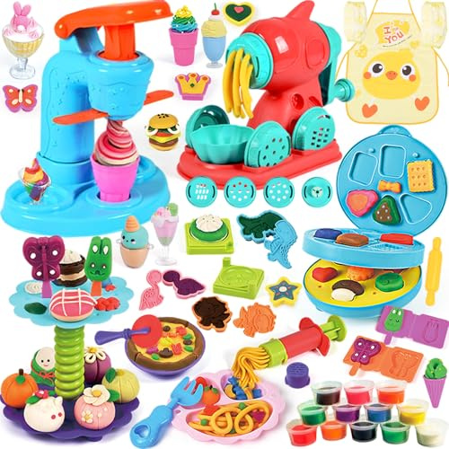 ZUSUZU Formine per Plastilina,Plastilina Accessori Cucina,Pasta Modellabile per Bambini,Argilla da Modellare Include 24 Vasetti Plastilinas,Giochi Bambini Regalo per Bambinis dai 3 ai 12 Anni