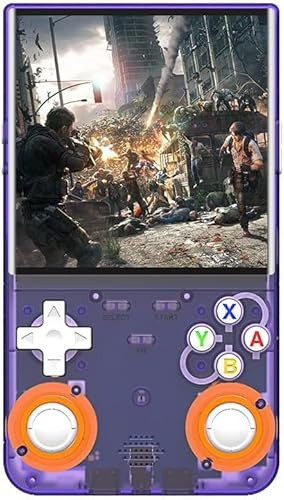 R36 Ultra Retro Handheld Game Console, con 64G Built-in 20000+ Giochi, 3000mAh Ricaricabile, Supporto 20+ Simulatori, Sistema Linux, Schermo IPS 4.0 Pollici Portatile Pocket Arcade (Viola Trasparente)
