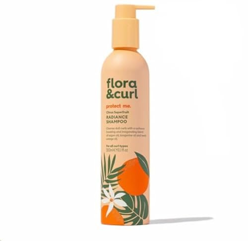 Flora & Curl Citrus Superfruit Radiance Shampoo | Curl-Restoring Botanical Hair Wash with Argan Oil, Tangerine & Sweet Orange Oil | For Dull, Curly & Textured Hair | Sulphate-Free | 300ml