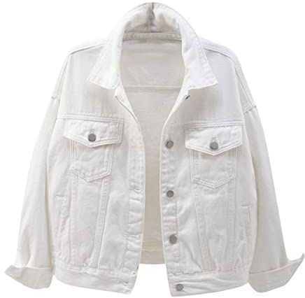 Giacca Jeans Donna- Giacca Di Denim Da Donna- Giacche Da Donna Giacca Di Jeans Manica Lunga Femminile Giacca Di Transizione Leggera Vintage Giacca a Vento Giacca Leggera Donna Giacchetto Donna