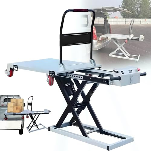Hydraulic Lift Cart,Hydraulic Lift Table Cart,Mobile Hydraulic Scissor Lift, Small Flatbed Truck for Easy Transport, 300kg Capacity, 40In Lifting Height, Electric Scissor Lift Table