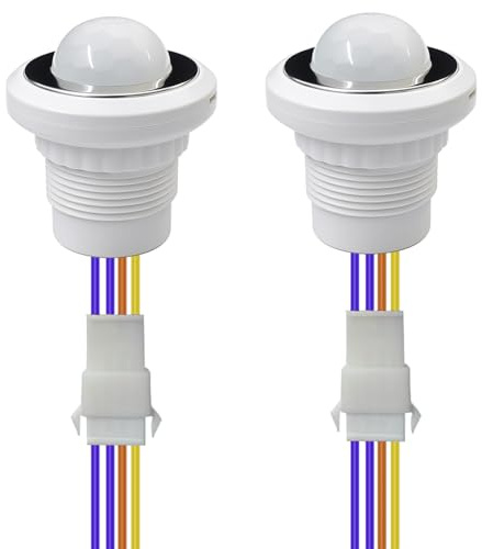 Gebildet Mini Interruptor de Luz con Sensor de Movimiento 100-240V,PIR Sensor Detección Inteligente Tiempo Retardo Detector de Inducción Infrarrojo Ajustable para Tira LED Techo Lámpara(Paquete de 2)