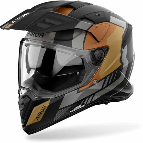 Airoh Bandit Horn Casque d’Enduro, Gris Mat/Or, M (57/58)
