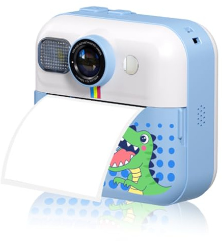 Flaroey Appareil Photo Instantané Mini pour Enfants 1080P 32G Appareil Photo Numérique Jouet Appareil Photo avec Impression Photo avec 3 Rouleaux de Papier d'impression pour Enfants Bleu