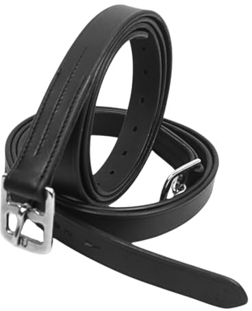 Equine Smile ES5024 Leder Steigbügelriemen Bügelriemen, Schwarz, 165 cm | Verstellbare Riemen Edelstahlschnallen Dressur Springreiten Steigbügelleder Steigbügel Sattel Zubehör Reiten Reitsport