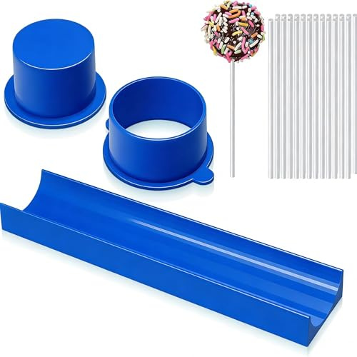 Xnqelerate 3Pcs Round Cake Pop Mold Set, Cake Pop Maker with 9 Inch Tray & Sticks, Baking Molds, Multi-Functional Home Baking, for Birthday, Parties, Cookies, Brownies, Sushi (Blue)