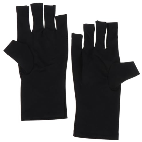 UKCOCO Lightweight UV Nail Gloves for Gel Nail Application at Home, Polyester Material Snug Fit Design, Black Gel Manicure Gloves for DIY Beauty Enthusiasts