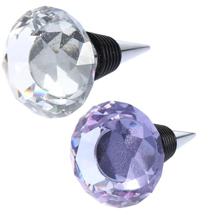 FOMIYES Bouchons de Bouteille Créatifs en Cristal Diamant, Lot de 2 pour Sceller et Préserver Vos Bouteilles de Vin Votre Espace la Cuisine ou Salle à Manger Couleur Aléatoire
