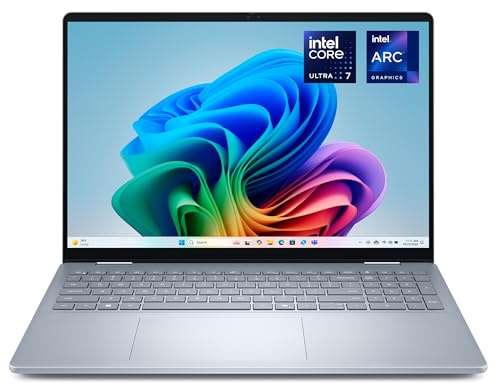 Dell 16 Plus 2-in-1 Laptop, FHD+, Intel Core Ultra 7 256V, Windows 11 Home | 1920x1200 Touch Display, 16:10, Intel Arc Graphics, LPDDR5X, 512GB SSD, Wi‑Fi 7, Backlit Keyboard, AI Ready, DB06250