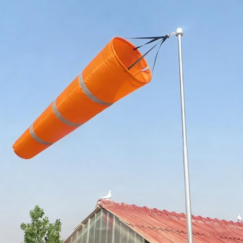 Manica a Vento Palo per Manica a Vento da Giardino con Snodo Girevole & Bandiere di Manica a Vento Impermeabili Sospese, Kit Palo Manica a Vento Arancione/Rosso(Orange,L 1m/3.3ft)