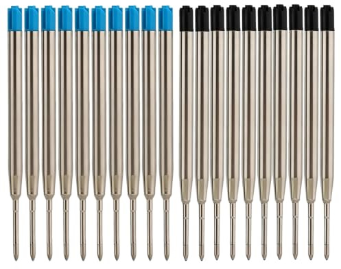 20 PCS Recharge Stylo Bille G2 Standard Cartouche Stylo Bille En Metal Recharges Pour Stylos Pointe Moyenne 1.0mm Stylo Multifonction Stylo Bille Noir Et Bleu Pour Bureau Et Maison Ecriture