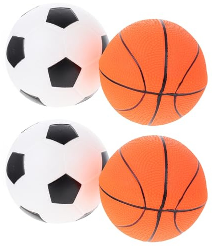 Outanaya 4 Balones Inflables de PVC Paquete de 4 Piezas Juguetes Creativos y Seguros Tamaño 12cm de Baloncesto y Fútbol Infantil