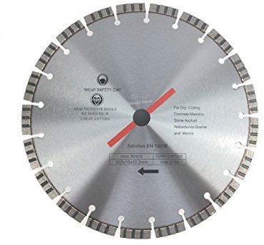 Weischer® - Diamanttrennscheibe 350 x 22,23 mm | Turbo Diamantscheibe Trennscheibe segmentiert | für Beton, Stahlbeton, Stein, Ziegel, Granit, Mauerwerk | Segmenthöhe 10 mm