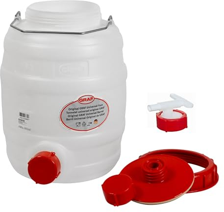 Graf Getränkefässer Saftfässer Kunststoffässer 10-500 Liter (Graf Getränkefass Rund 10 Liter mit Auslaufhahn NW 10)