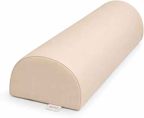 Zen — Rouleau Trois-Quarts pour Tables de Massage et de thérapie 60×23×16cm — Coussin Table de Massage pour la Nuque et Les Genoux — Rouleau pour Les Genoux Semi-Circulaire en Similicuir PU (Crème)