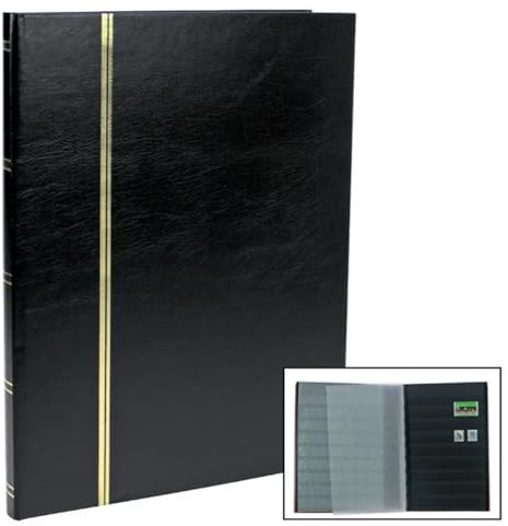 Safe 158 Briefmarkenalbum Einsteckbuch Großformat 16 Schwarze Seiten | mit Goldlinienprägung auf Deckel und Rücken.