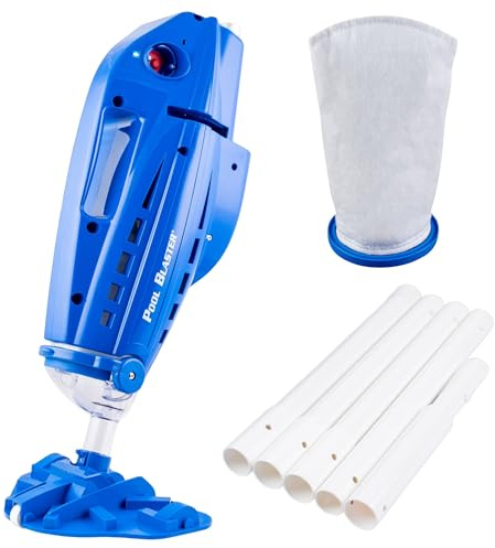 POOL BLASTER Millennium Cordless Pool Vacuum for Above Ground Pools w/Pole Set, High Capacity, Strong Suction, Handheld Rechargeable Swimming Pool Vacuum for Inground Pools, Hoseless, by Water Tech