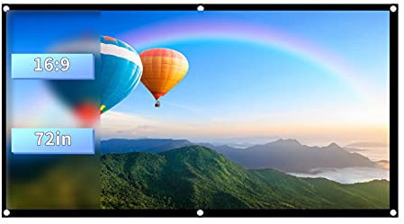 ASHATA Projector Screen,16:9 Portable Projector Curtain,Foldable Non-crease Projector Curtain Projection Screen,for Outdoor Indoor Home Theater,White,60-120 Inch For Your Choice