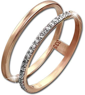 SilberDream GoldDream Doppel-Ring 8 Karat Gold Gr.54 333er Rosegold Zirkonia D2GDR505E54 ein schönes Geschenk zu Weihnachten, Geburtstag, Valentinstag für die Frau