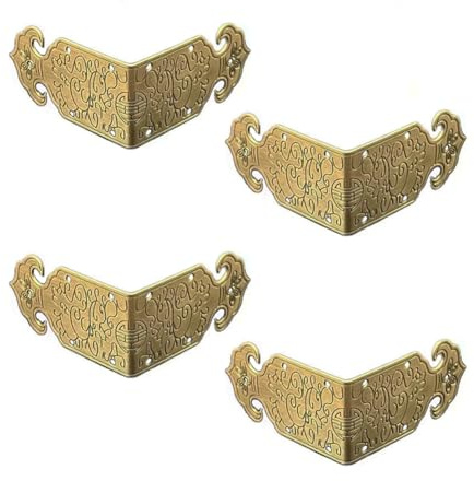 Tiazza 4 Stücke Vintage Style Antique Brass Präge Dekorative Eckenschützer Klassische Möbel Tische und Stühle TV Schrank Eckstreben Schutz Rand Abdeckung