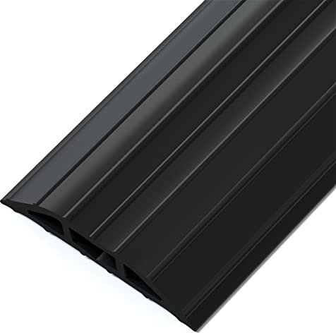 Canalina Copricavi Da Pavimento, AGPtEK 6.5 Ft Protezione per Cavi da Pavimento 3 Canali per Cavi con Protezione per Cavi in PVC, Ideale per Casa, Ufficio, Officina, Magazzino e Garage (Nero)