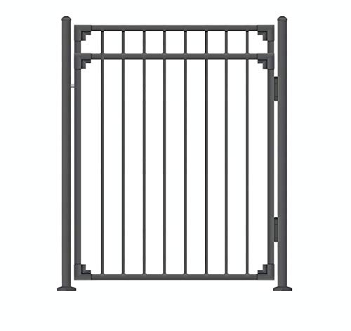 XCEL - Black Steel Anti-Rust Fence Gate - 4ft W x 5ft H - Easy Installation Kit, for Residential, Outdoor, Yard, Patio, Entry Way, 3-Rail Metal Gate