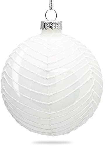 SIKORA Highlights 4er Set ausgefallene Christbaumkugeln besondere Weihnachtskugel Christbaumschmuck aus Glas Weiss 8cm, Farbe | Modell:Modell New York Weiss, Höhe in cm:8 cm