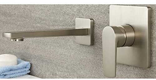 Milano Hunston Wall Mounted Manual Valve Bath or Basin Mixer Tap - Brushed Nickel