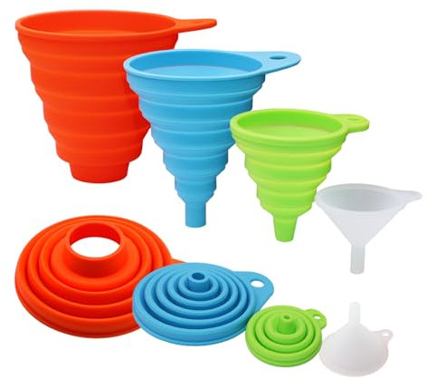 KongNai Imbuto pieghevole in silicone per barattoli, grande imbuto pieghevole per barattoli a bocca larga e normali, imbuto per marmellate e spezie per l'inscatolamento di fagioli solidi liquidi (4