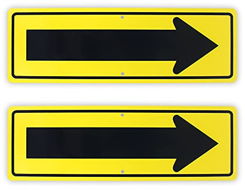 2er-Pack großes Pfeil-Symbol-Schild, für den Innen- und Außenbereich, 45,7 x 15,2 cm, reflektierendes Aluminiumschild, rostfrei, UV-geschützt und wetterfest.