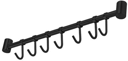 Intirilife Barre à Suspendre pour Cuisine en Acier Inoxydable - 39.6 x 3.4 x 2.2 cm - 7 Crochets Mobiles à Percer - Support Mural