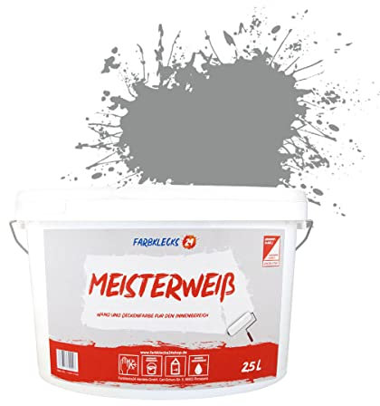 Farbklecks24 Meisterweiß Color, Wandfarbe Grau 7-2 (2,5L),(versch. Farben),hohe Deckkraft