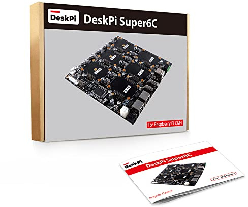 DeskPi Super6C for Raspberry Pi Compute Module 4/CM4, Mini ITX Cluster Board 6 RPI CM4 Supported, 89W Power Supply Included