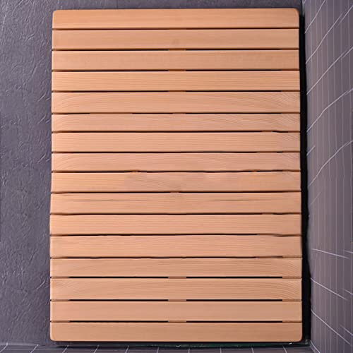 ZJMAMA Badvorleger 30 40 50 60 70 80 90 cm Breite Duschmatten, Outdoor-Badematte Mit Holzlatten, rutschfeste Bodenmatte Für Pool, Yogastudio, Sauna (Color : WxL, Size : 60x60(23.6x23.6))